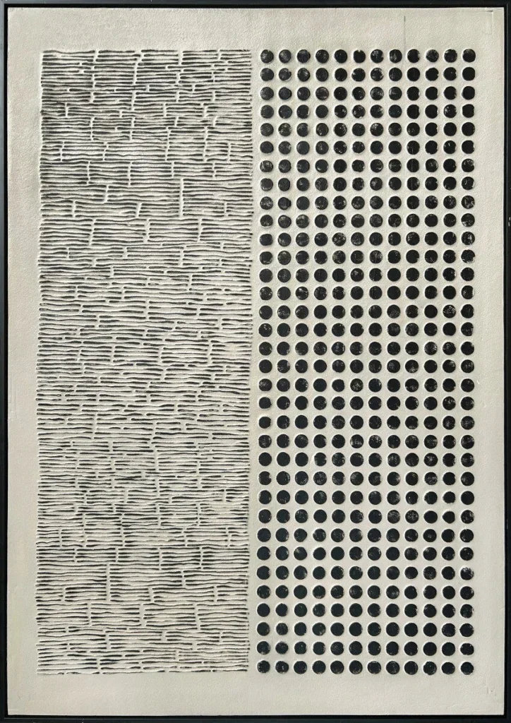 3D wanddecoratie 83x123cm 'Stripes & Dots" met lijst