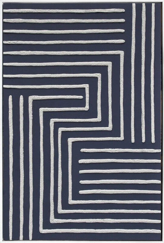 3D wanddecoratie 83x123cm 'Stripes over marine'