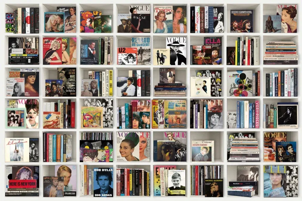 Glasschilderij met 3D reliëf 120x80cm Boekenkast