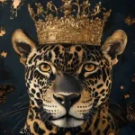 Glasschilderij 110x160cm Panter met kroon