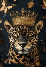 Glasschilderij 110x160cm Panter met kroon