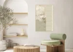 Canvas met lijst groen beige voor een minimalistisch japandi interieur 80x120cm
