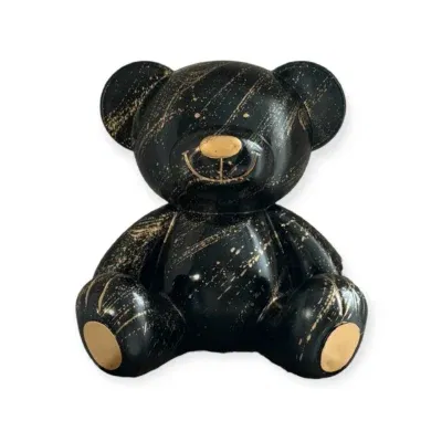 Beer beeld teddy zittend zwart goud 35 cm