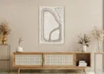 Canvas Schilderij, 3d wit met Beige strepen. Japandi