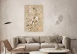 Canvas Schilderij, Beige met Bloemen