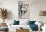Canvas Schilderij Beige tinten met Panter Rechts