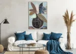 Canvas Schilderij Bloemenvaas met blauwe tinten