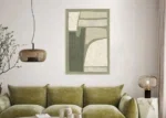 Canvas Schilderij Groene tinten met Beige vlekken