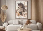 Canvas Schilderij Paardenkop met Beige Bruine tinten