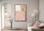 Canvas Schilderij Roze en Beige tinten met lichte vlekken