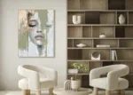 Canvas Schilderij Vrouwen gezicht met Groene tinten