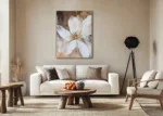 Canvas Schilderij Witte bloem met donkere tinten