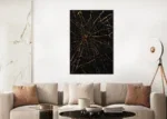 Canvas Schilderij Zwart met Gouden lijnen