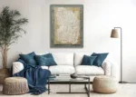 Canvas Schilderij blauw met beige tinten Krant