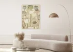 Canvas Schilderij groen tinten met Bol bloemen