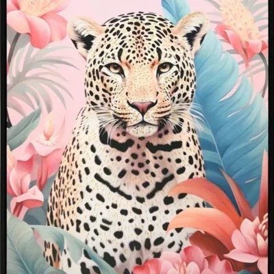 Canvas Schilderij incl. lijst 53x73cm Glitter & glans finish Panter