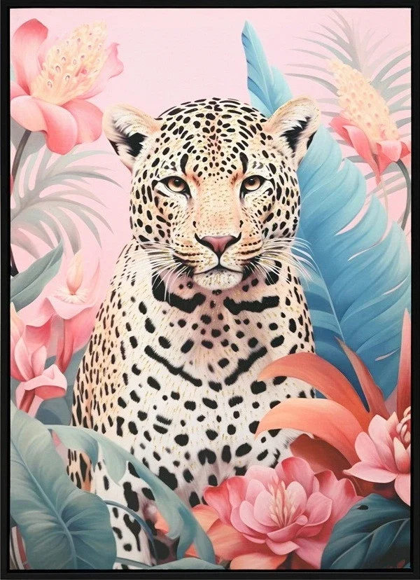 Canvas Schilderij incl. lijst 53x73cm Glitter & glans finish Panter Canvas Schilderij incl. lijst 53x73cm Glitter & glans finish Panter