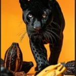 Canvas Schilderij incl. lijst 53x73cm Glitter & glans finish Zwarte Panter