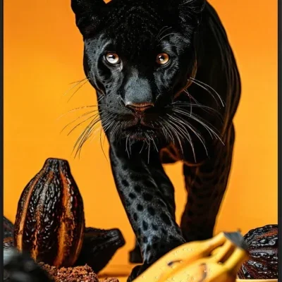 Canvas Schilderij incl. lijst 53x73cm Glitter & glans finish Zwarte Panter