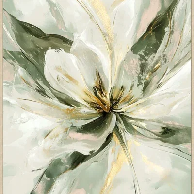 Canvas Schilderij incl. lijst 60x80cm Handgeschilderd 'Bloem'