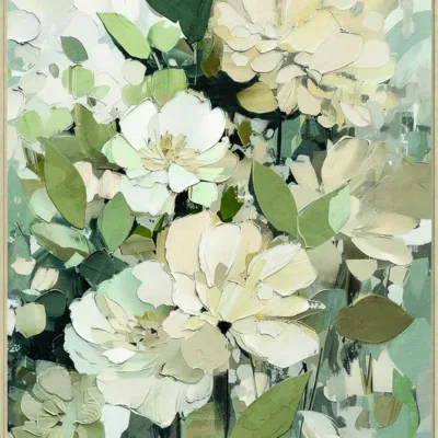 Canvas Schilderij incl. lijst 60x80cm Handgeschilderd 'Bloemenveld'
