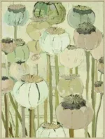 Canvas Schilderij incl. lijst 60x80cm Handgeschilderd 'Bol bloemen'.
