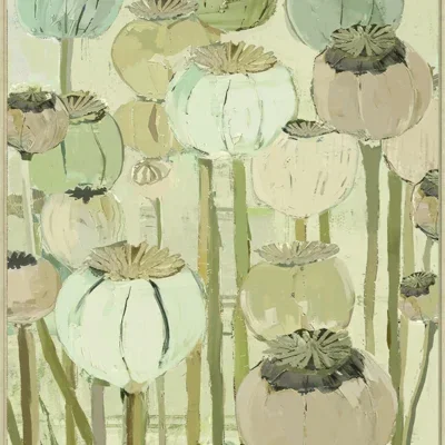 Canvas Schilderij incl. lijst 60x80cm Handgeschilderd 'Bol bloemen'.