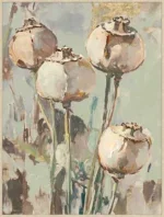 Canvas Schilderij incl. lijst 60x80cm Handgeschilderd 'Bol bloemen'