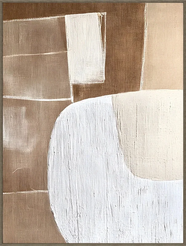 Canvas Schilderij incl. lijst 60x80cm Handgeschilderd 'Bruin met witte cirkel' Canvas Schilderij incl. lijst 60x80cm Handgeschilderd 'Bruin met witte cirkel'
