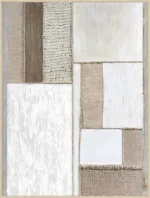 Canvas Schilderij incl. lijst 60x80cm Handgeschilderd 'Gewoven vlakken 1'