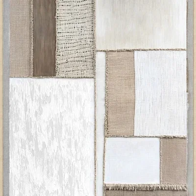 Canvas Schilderij incl. lijst 60x80cm Handgeschilderd 'Gewoven vlakken 1'