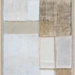 Canvas Schilderij incl. lijst Japandi 60x80cm Handgeschilderd 'Gewoven vlakken 2'