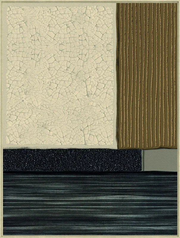 Canvas Schilderij incl. lijst 60x80cm Handgeschilderd 'Gewoven vlakken'
