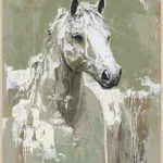 Canvas Schilderij incl. lijst 60x80cm Handgeschilderd 'Paardenhoofd'
