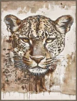 Canvas Schilderij incl. lijst 60x80cm Handgeschilderd 'Panterkop'