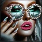 Canvas Schilderij incl. lijst 63x63cm Glitter & glans finish Lady NYC