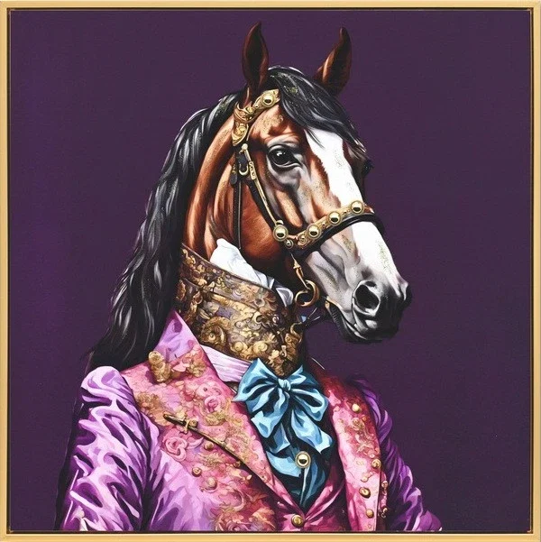 Canvas Schilderij incl. lijst 63x63cm Glitter & glans finish Paard