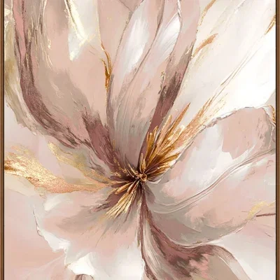 Canvas Schilderij incl. lijst 80x120cm Handgeschilderd 'Bloem'