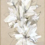 Canvas Schilderij incl. lijst 80x120cm Handgeschilderd 'Bloemen wit'