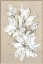 Canvas Schilderij incl. lijst 80x120cm Handgeschilderd 'Bloemen wit'