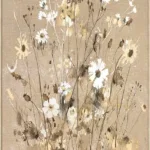 Canvas Schilderij incl. lijst 80x120cm Handgeschilderd 'Bloemetjes'