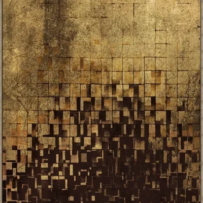 Canvas Schilderij incl. lijst 80x120cm Handgeschilderd 'Goud/zwart'