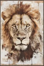 Canvas Schilderij incl. lijst 80x120cm Handgeschilderd 'Leeuwenkop'