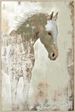 Canvas Schilderij incl. lijst 80x120cm Handgeschilderd 'Paard'
