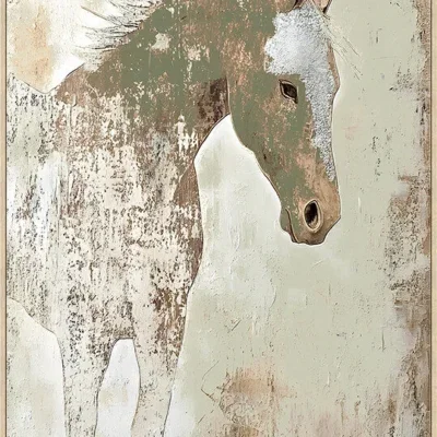 Canvas Schilderij incl. lijst 80x120cm Handgeschilderd 'Paard'