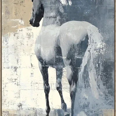 Canvas Schilderij incl. lijst 80x120cm Handgeschilderd 'Paard achterkant'