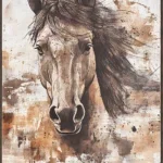 Canvas Schilderij incl. lijst 80x120cm Handgeschilderd 'Paardenhoofd'