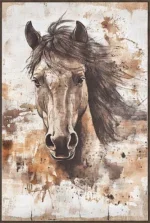Canvas Schilderij incl. lijst 80x120cm Handgeschilderd 'Paardenhoofd'