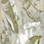 Canvas Schilderij incl. lijst 80x120cm Handgeschilderd 'Palmbladeren'