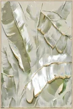 Canvas Schilderij incl. lijst 80x120cm Handgeschilderd 'Palmbladeren'